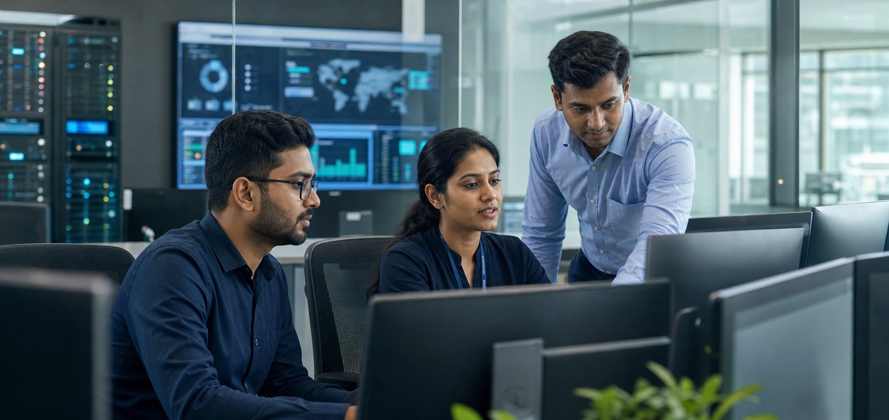 Indian technology team monitoring secure enterprise systems